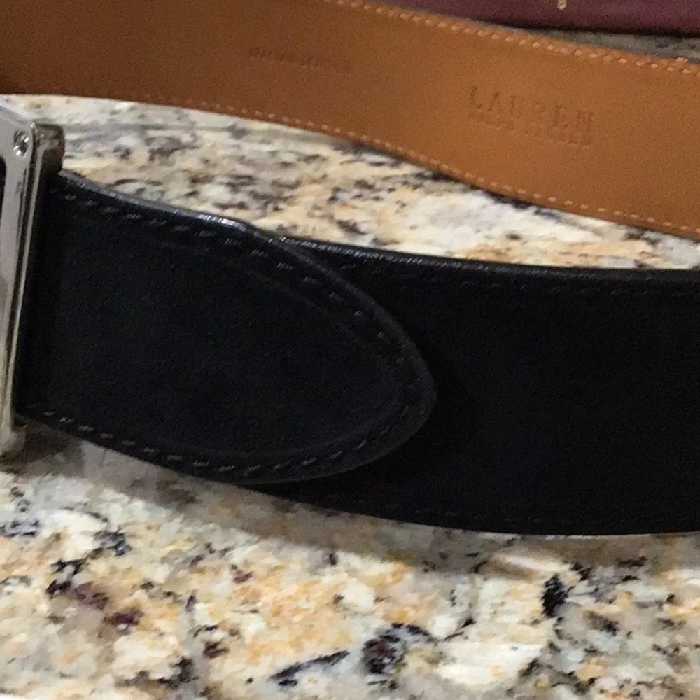 Lauren Ralph Lauren Black Suede and Silver Belt 41”